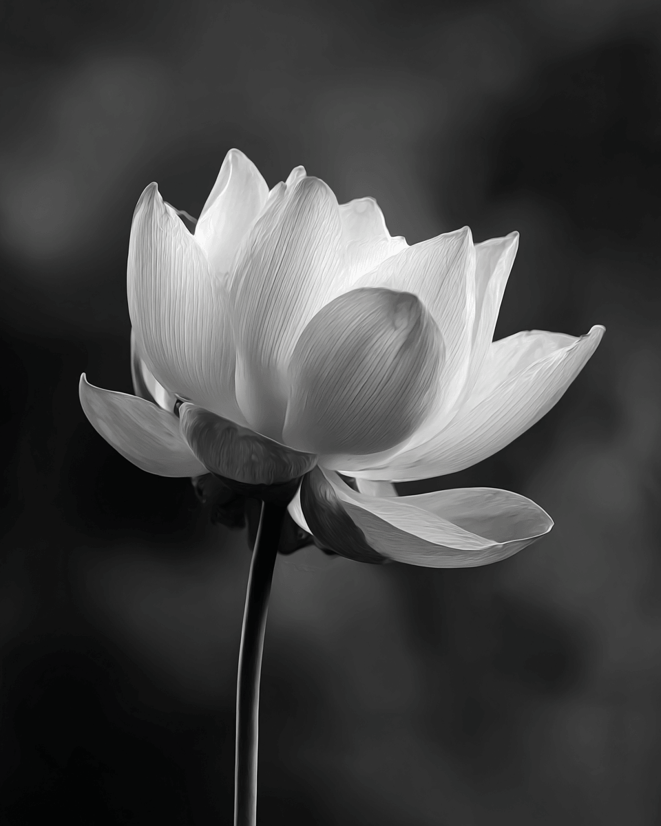 Malen nach Zahlen Blume schwarz weiss