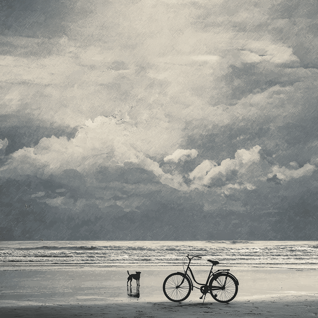 Malen nach Zahlen Fahrrad am Strand