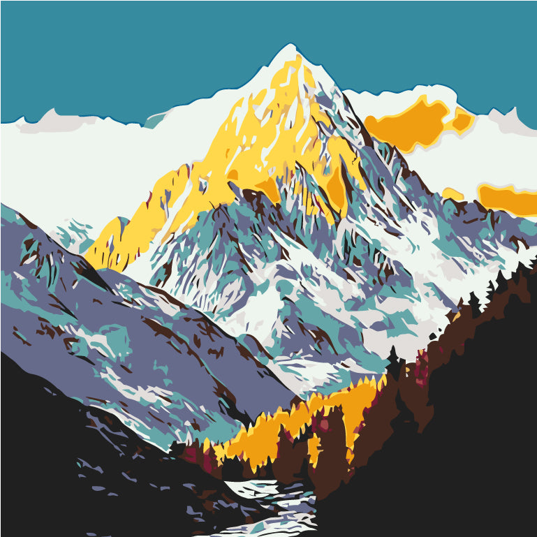 Malen nach Zahlen Bergmassiv