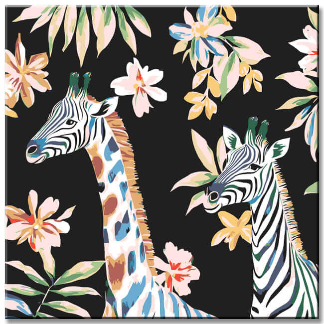 Malen nach Zahlen Tiere Zebra Giraffe