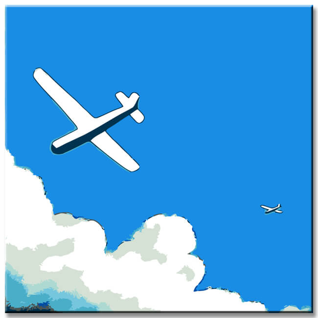 Malen nach Zahlen Flugzeug über Meer