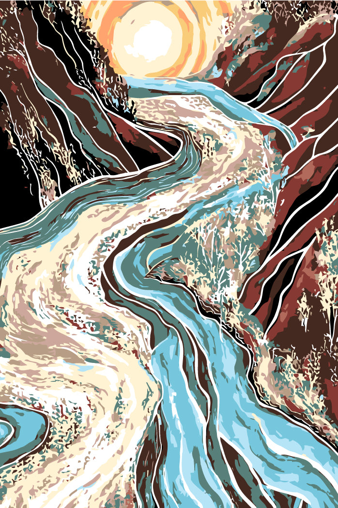 Malen nach Zahlen Fluss abstrakt