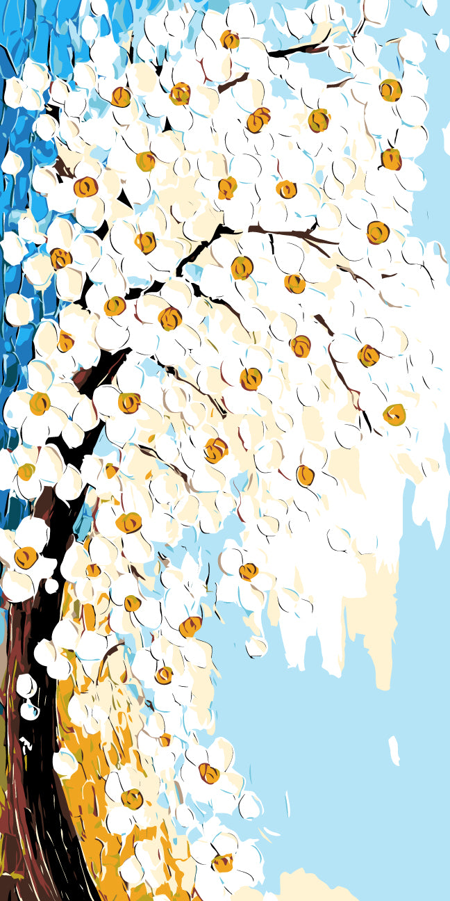 Malen nach Zahlen Weisse Blüten