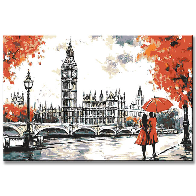 Malen nach Zahlen London Parlament schwarz weiß