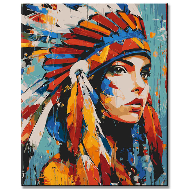 Malen nach Zahlen Indianer Kopfschmuck