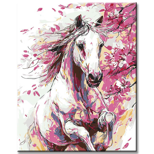 Malen nach Zahlen Pferd im Blütenrausch