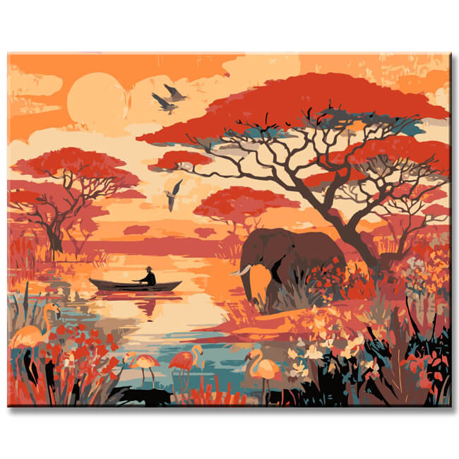 Malen nach Zahlen Afrika Menschen und Tiere