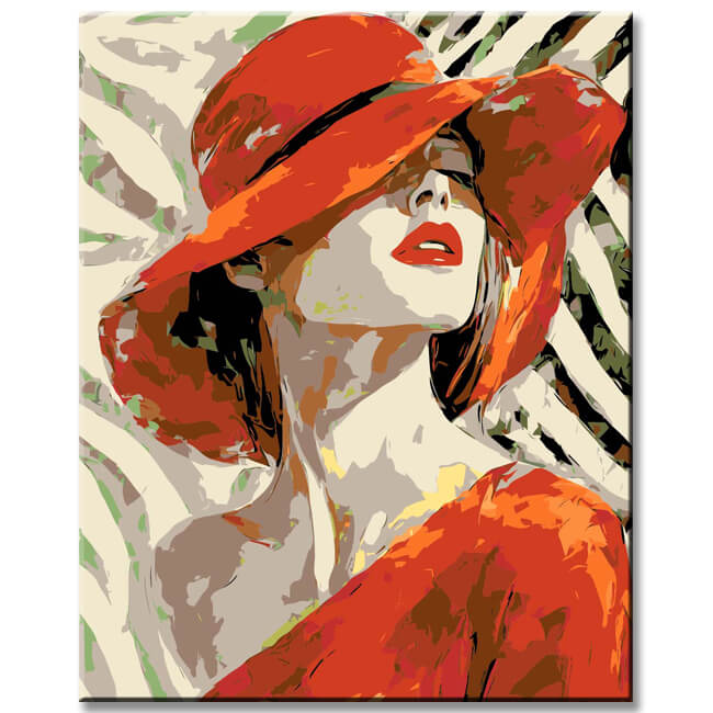 Malen nach Zahlen rote lippen roter hut