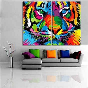 Malen nach Zahlen Tiger Portrait Tiere TierKunst - 2-teilig (Triptychon)