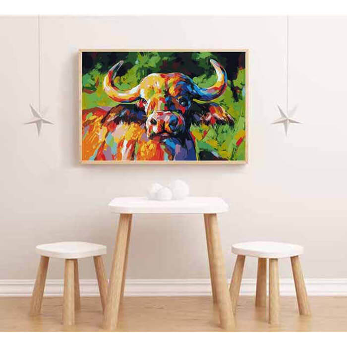 Malen nach Zahlen Großer Bulle Portrait Moderne TierKunst