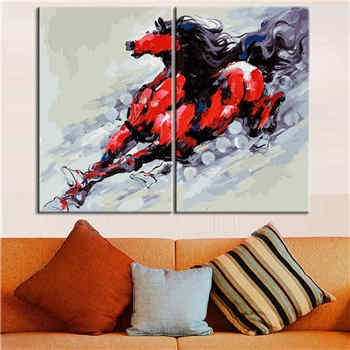 Malen nach Zahlen Rotes Pferd Moderne TierKunst - 2-teilig (Duo)