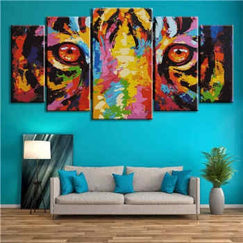 Malen nach Zahlen Tiger Augen Moderne TierKunst - 5-teilig