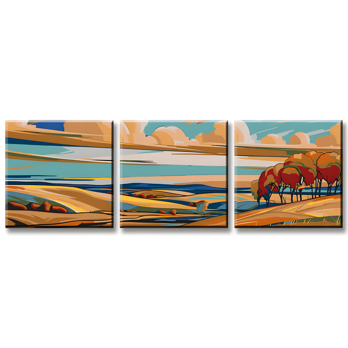 Malen nach Zahlen Triptychon Landschaft im Sommer 3-teilig