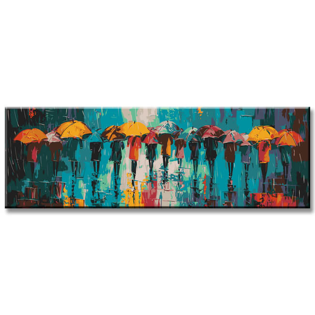 Malen nach Zahlen Panorama Abstrakt Regenschirme