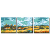 Malen nach Zahlen Triptychon Weizenfeld Landschaft 3-teilig