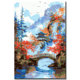 Malen nach Zahlen Panorama Malerische Chinesische Berglandschaft mit Fluss I