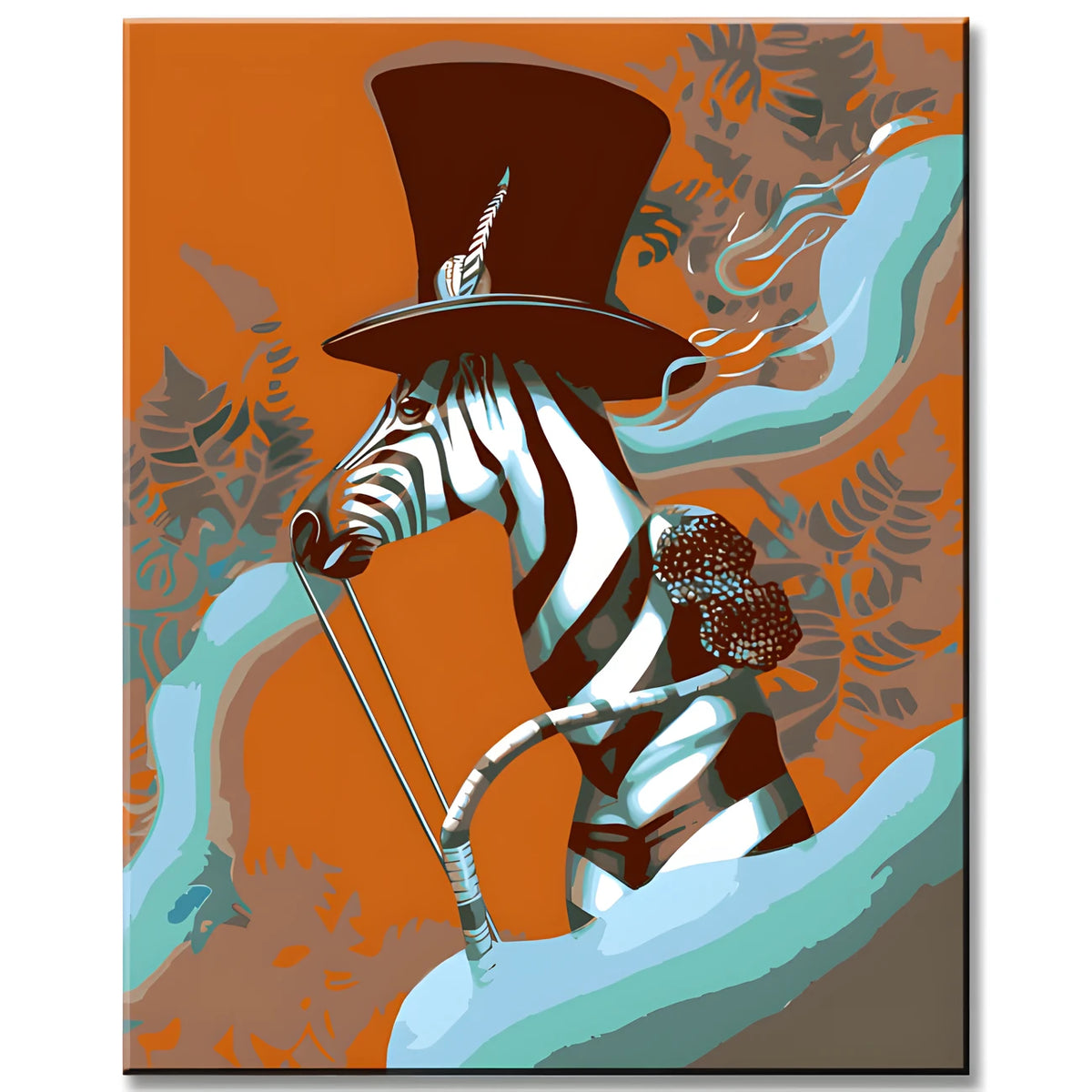 Zebra mit Bowlerhut - Malen nach Zahlen
