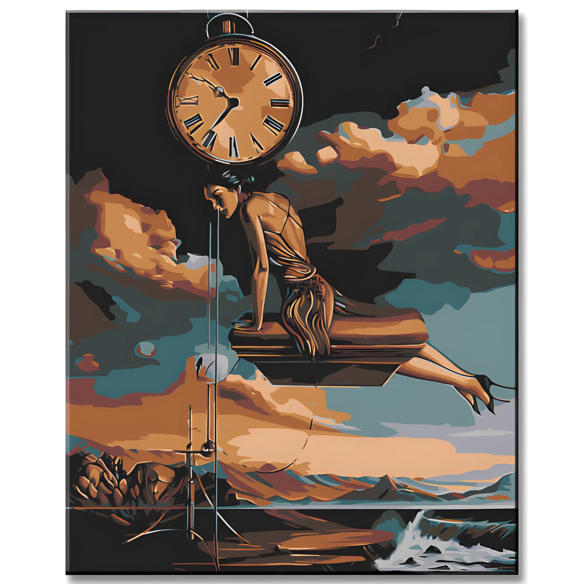 Malen nach Zahlen Surrealismus Frau mit Uhr II