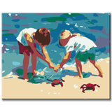 Malen nach Zahlen Kinder und Krabben