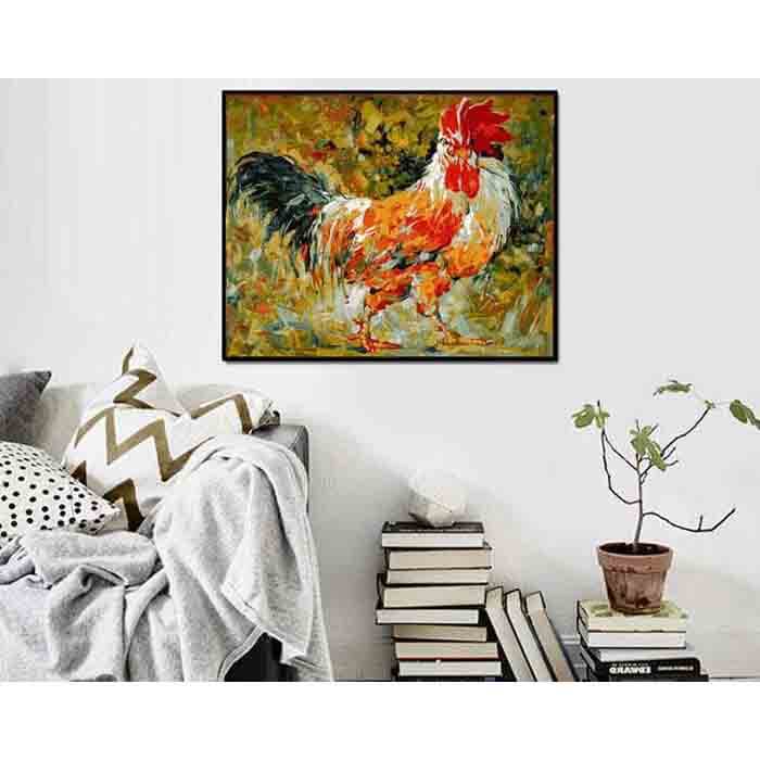 Painting by Numbers Cock portrait Animal art