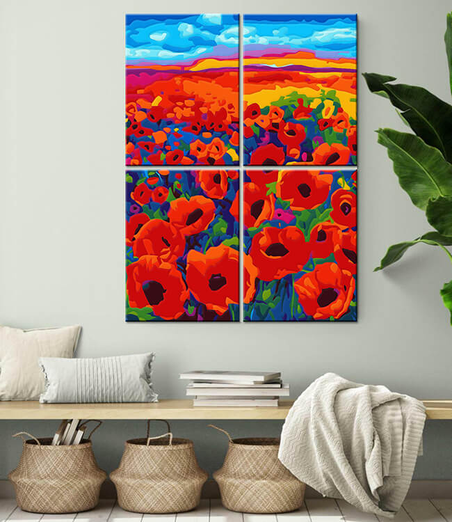 Paint by Numbers poppy field 4-pieces