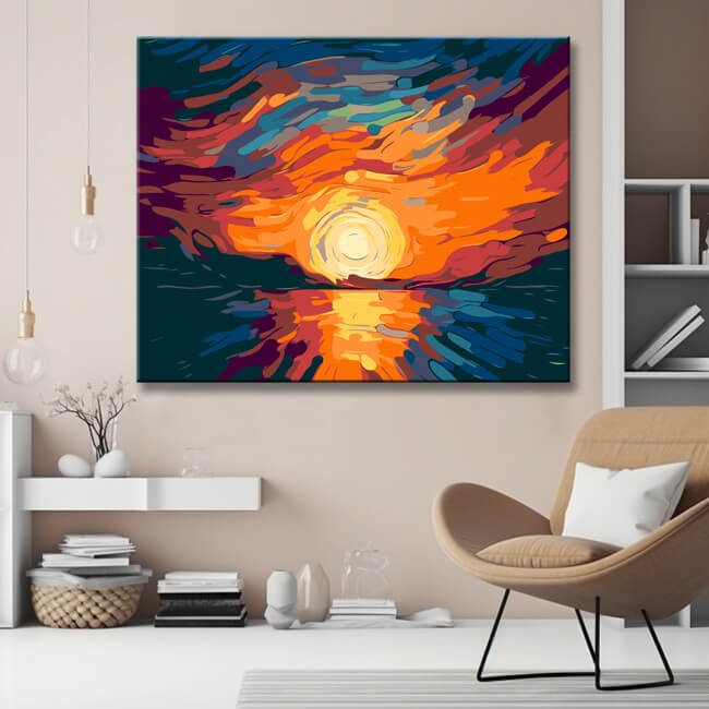 Colorful illustration Sunset Sky Painting by Numbers