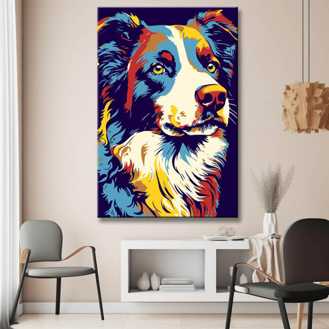 Colorful Border Collie - Paint by Numbers