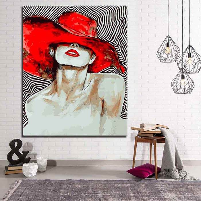 Painting by Numbers red lips red hat